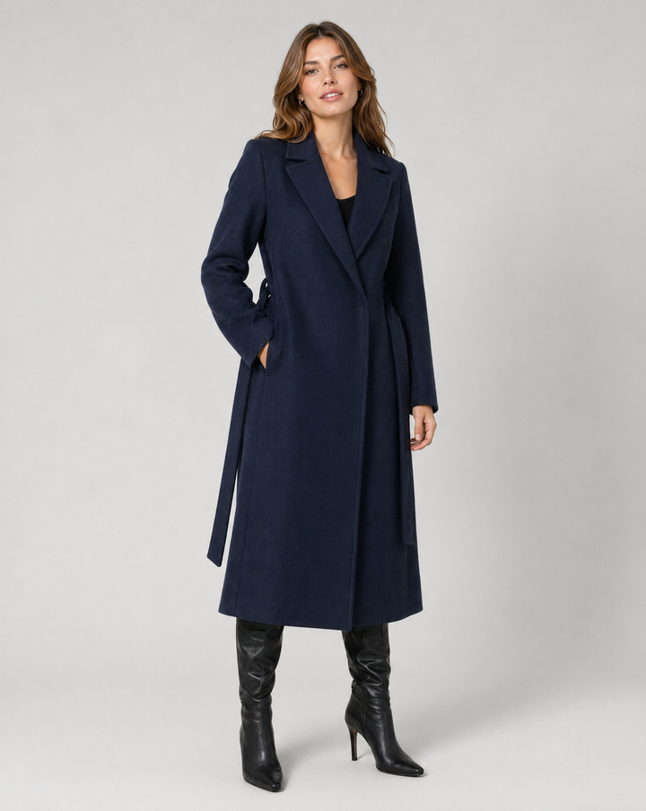 Lisbet — Women’s Notched-Lapel Wrap Trench Coat