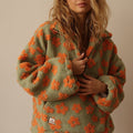 Esme — Women’s Oversized Floral Teddy Half-Zip