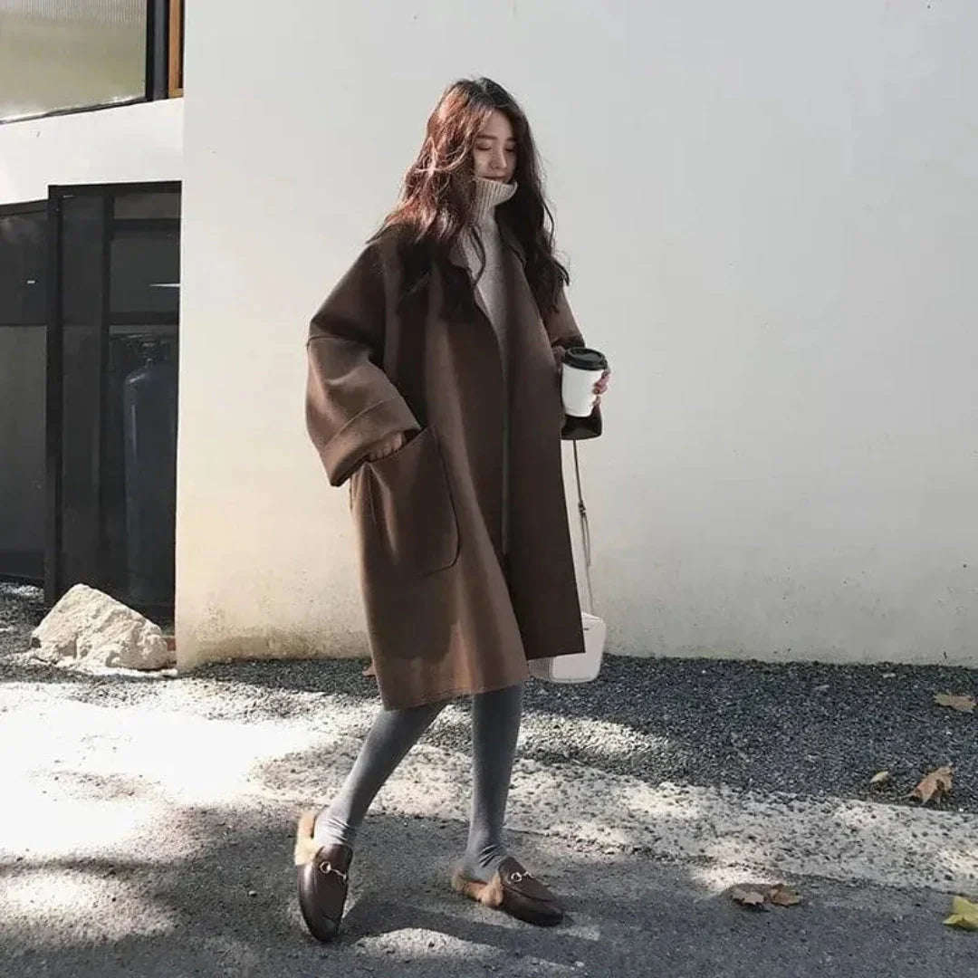 Nyla — Women’s Oversized Cocoon Coat with Patch Pockets