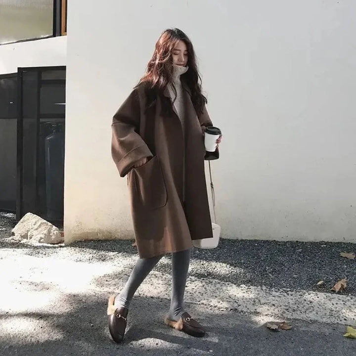 Nyla — Women’s Oversized Cocoon Coat with Patch Pockets