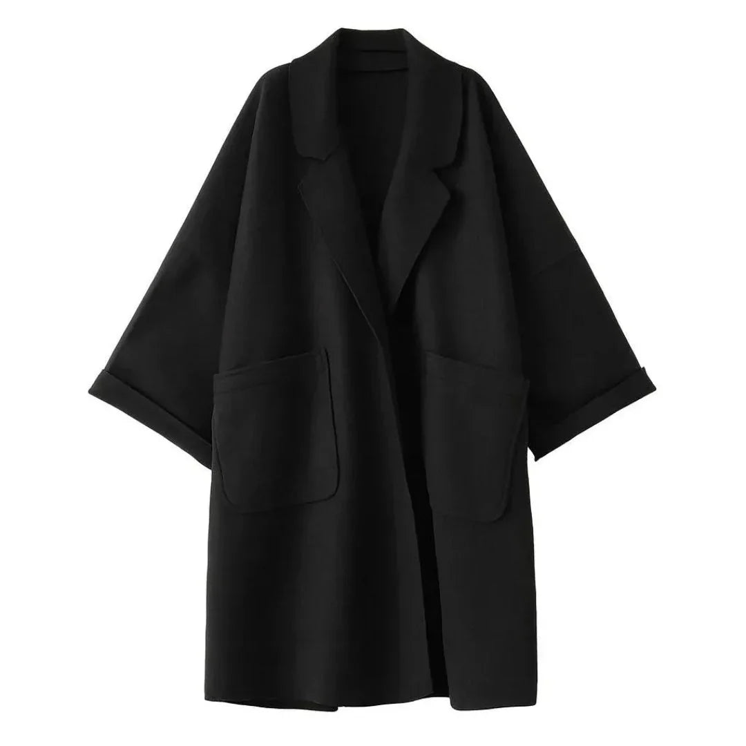 Nyla — Women’s Oversized Cocoon Coat with Patch Pockets