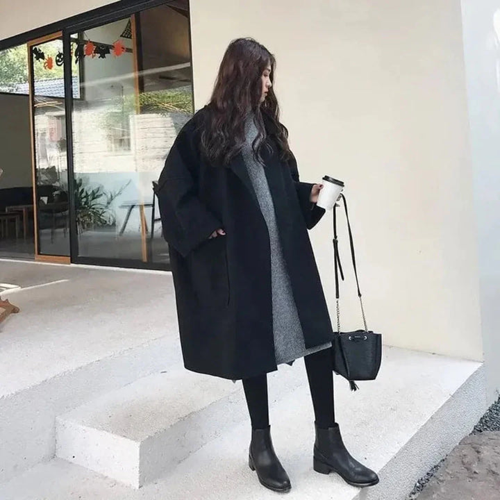 Nyla — Women’s Oversized Cocoon Coat with Patch Pockets