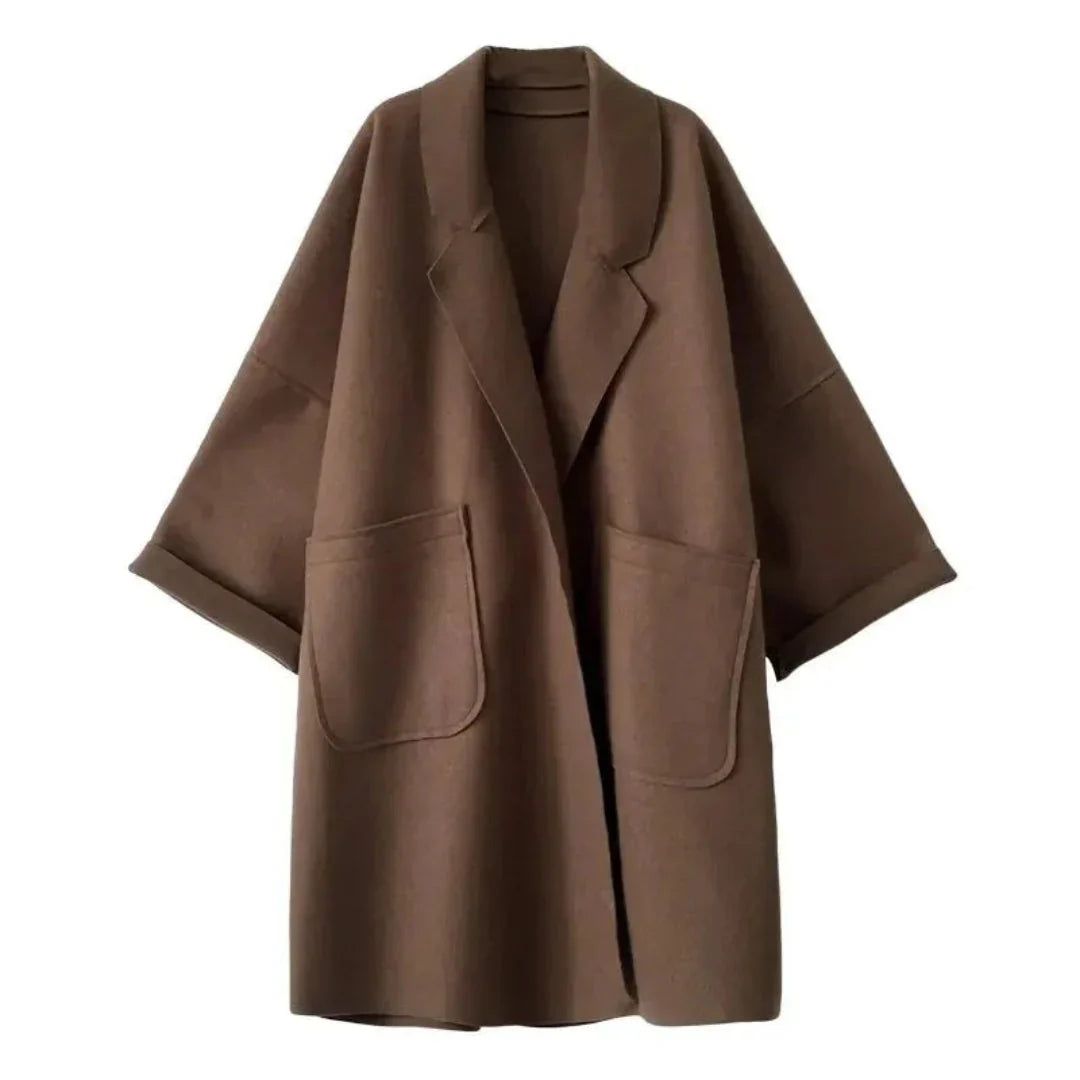 Nyla — Women’s Oversized Cocoon Coat with Patch Pockets