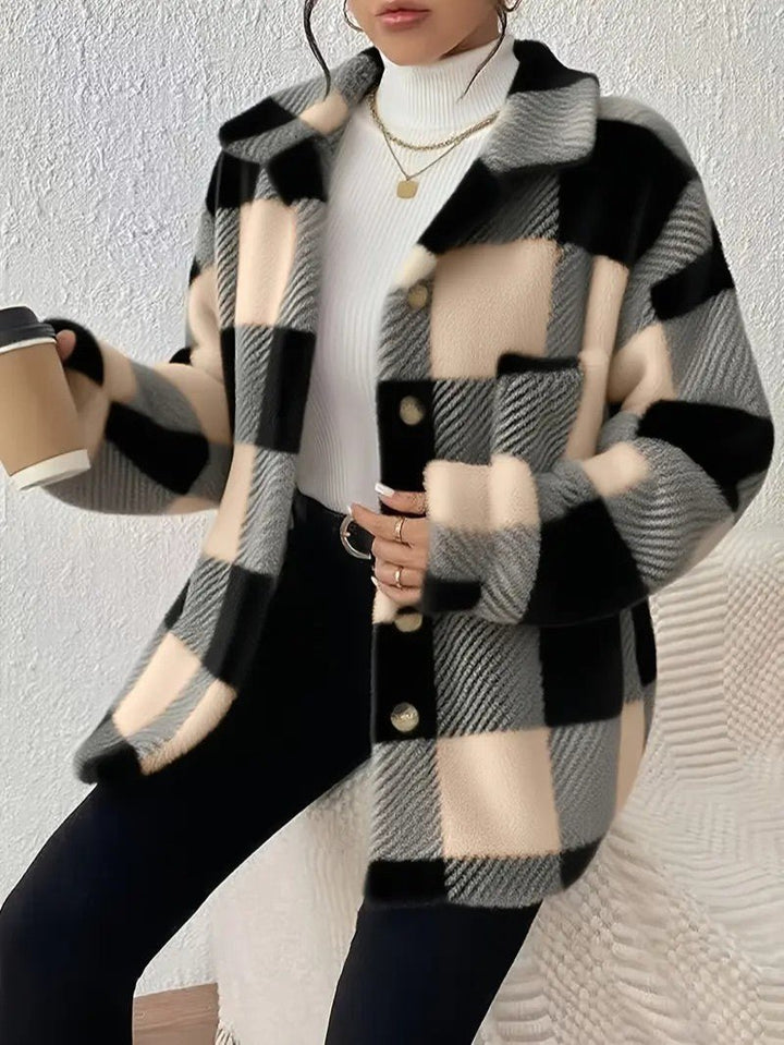 Viveka — Women’s Plush Plaid Button-Up Jacket