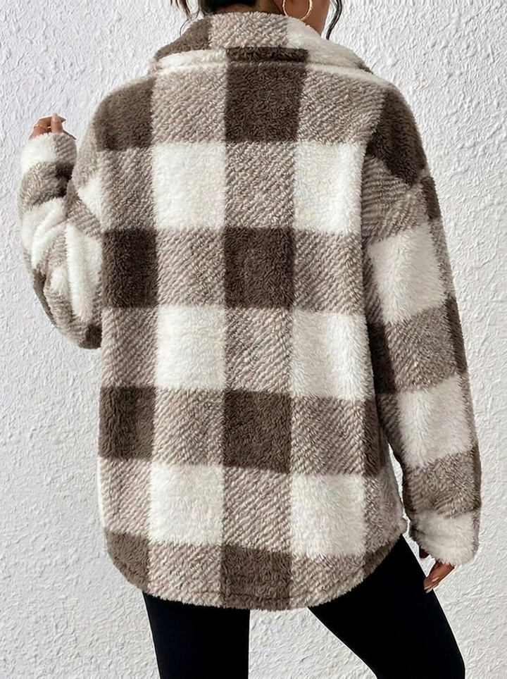 Viveka — Women’s Plush Plaid Button-Up Jacket
