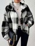 Viveka — Women’s Plush Plaid Button-Up Jacket