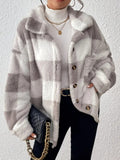 Viveka — Women’s Plush Plaid Button-Up Jacket