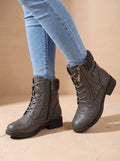 Anouk — Women's Faux-Leather Lace-Up Ankle Boots