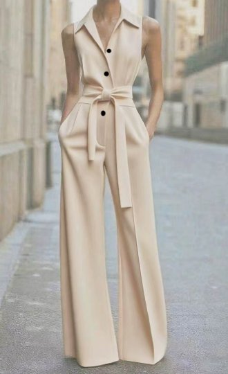 Wanda — Sleeveless Belted Wide-Leg Jumpsuit