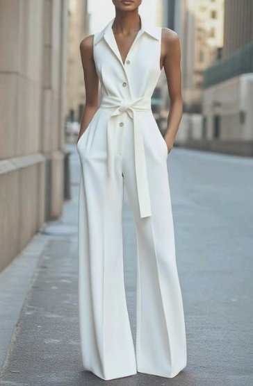 Wanda — Sleeveless Belted Wide-Leg Jumpsuit