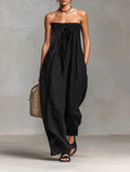 Winnifred — Strapless Linen Wide-Leg Jumpsuit