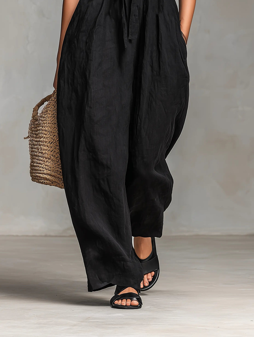 Winnifred — Strapless Linen Wide-Leg Jumpsuit