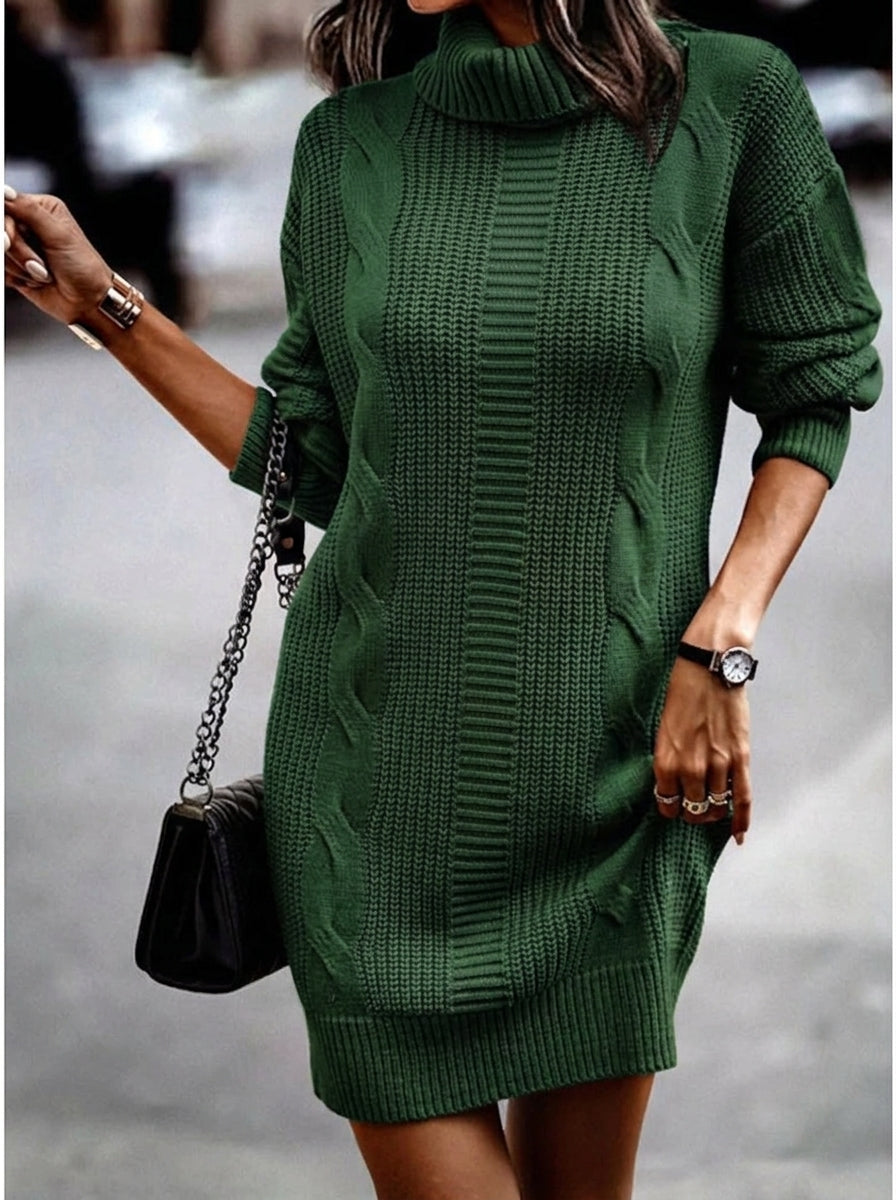 Nessa — Women’s Cable-Knit Turtleneck Mini Dress