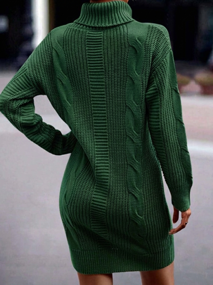 Nessa — Women’s Cable-Knit Turtleneck Mini Dress