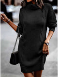 Nessa — Women’s Cable-Knit Turtleneck Mini Dress